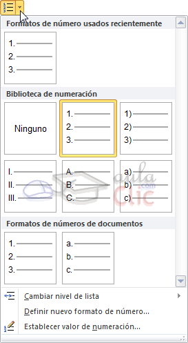 Estilos de Lista numérica